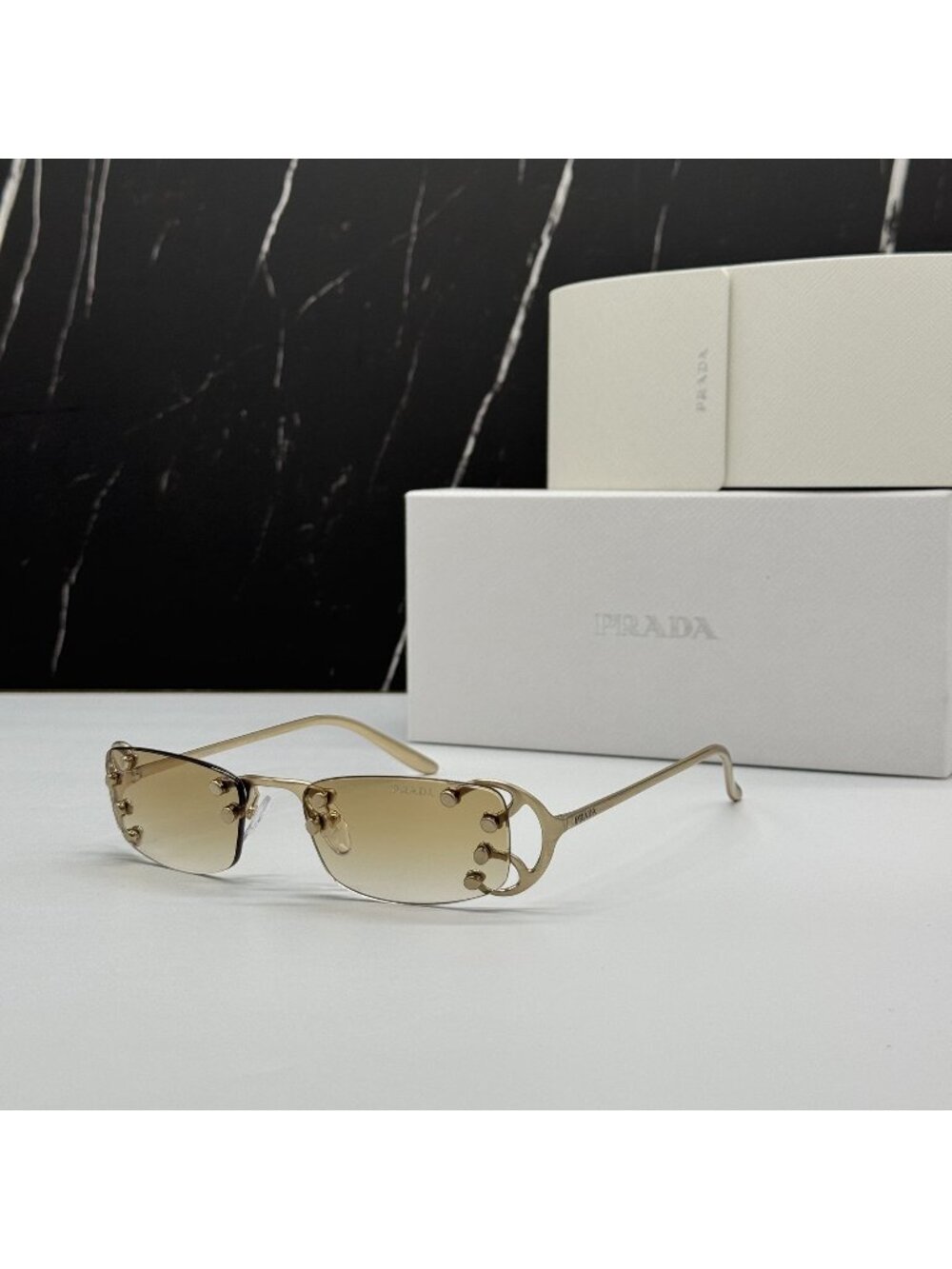 NWT Prada PRC57S Gold Brown Sunglasses PR C57S 29H30V
